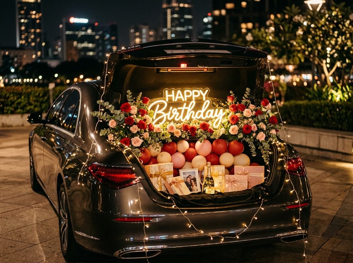 Surprise Luxury Car Boot Birthday Decoration Gurgaon Delhi
