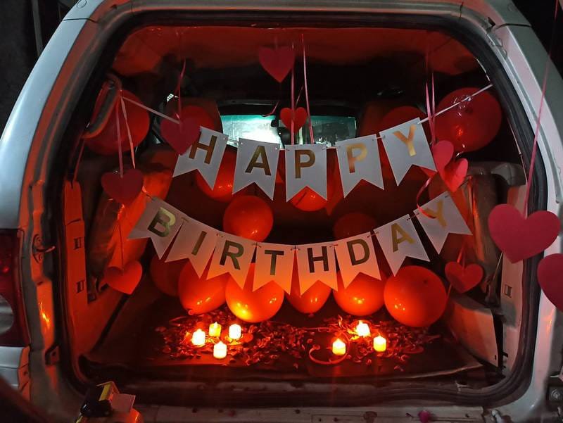 Surprise Car Boot & Wedding Car Romantic Red Car Decoration (Design #07) - Home & Special Celebrations in Gurugram