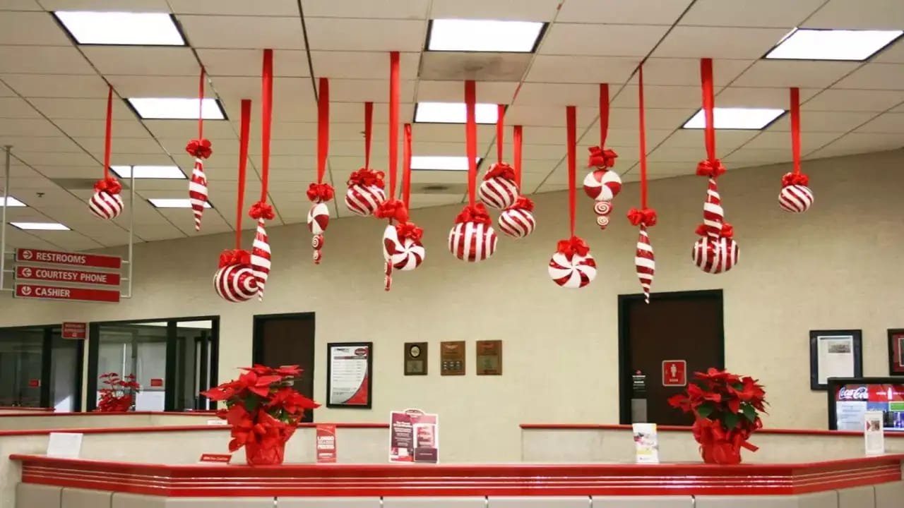 Joyous Christmas & New Year Festive Red & White Theme Balloon Arch (Design #31) - Festivals in Gurugram