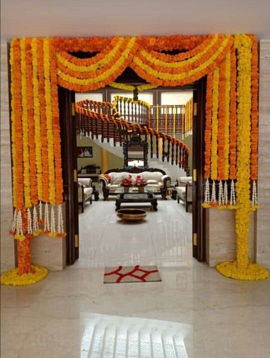 Grand Floral Backdrop Marigold Elegance Traditional Backdrop (Design #03) - Home & Special Celebrations in Gurugram