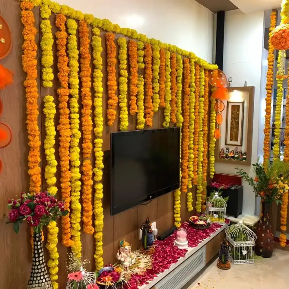 Grand Floral Backdrop Marigold Elegance Traditional Backdrop (Design #07) - Home & Special Celebrations in Gurugram