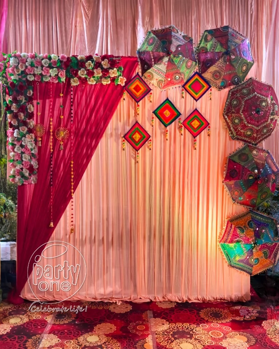 Vibrant Haldi & Mehendi Boho Floral Jhula / Swing Decor (Design #03) - Wedding & Pre-Wedding in Gurugram