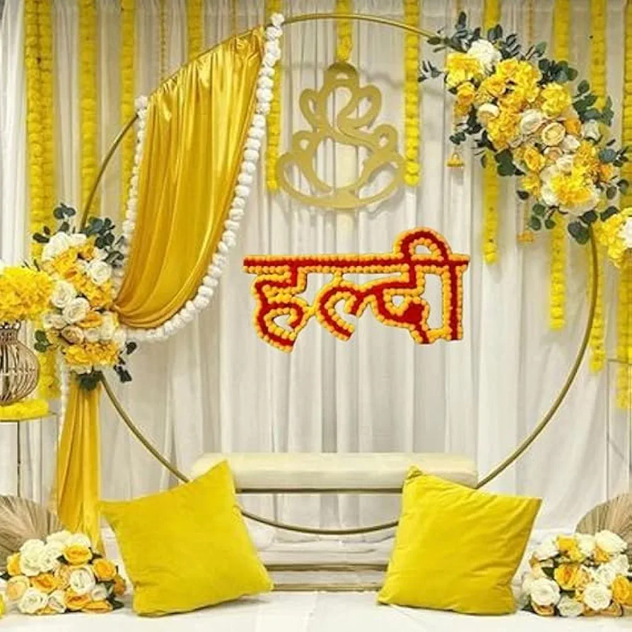 Vibrant Haldi & Mehendi Traditional Marigold Stage Decoration (Design #05) - Wedding & Pre-Wedding in Gurugram
