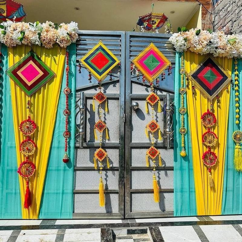 Vibrant Haldi & Mehendi Ethnic Indian Canopy Backdrop (Design #12) - Wedding & Pre-Wedding in Gurugram