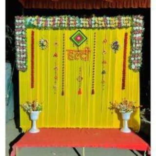 Vibrant Haldi & Mehendi Sunshine Yellow Flower Backdrop (Design #22) - Wedding & Pre-Wedding in Gurugram