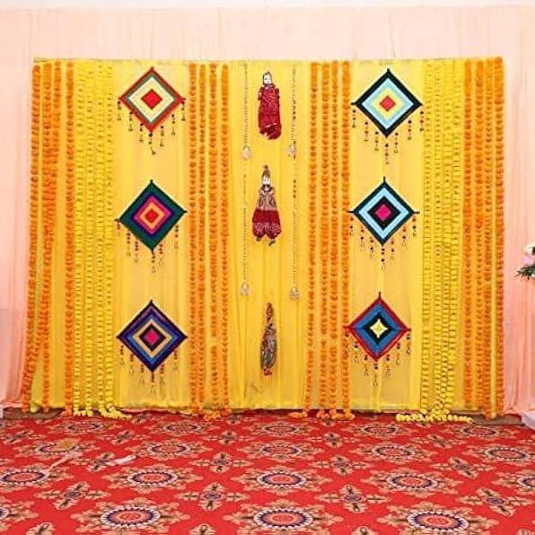 Vibrant Haldi & Mehendi Boho Floral Jhula / Swing Decor (Design #27) - Wedding & Pre-Wedding in Gurugram