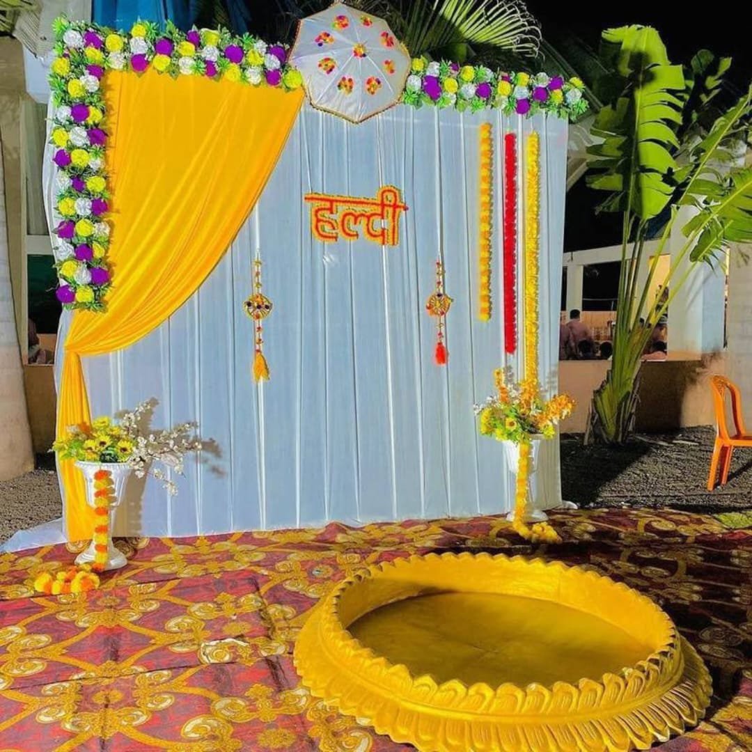 Vibrant Haldi & Mehendi Ethnic Indian Canopy Backdrop (Design #32) - Wedding & Pre-Wedding in Gurugram