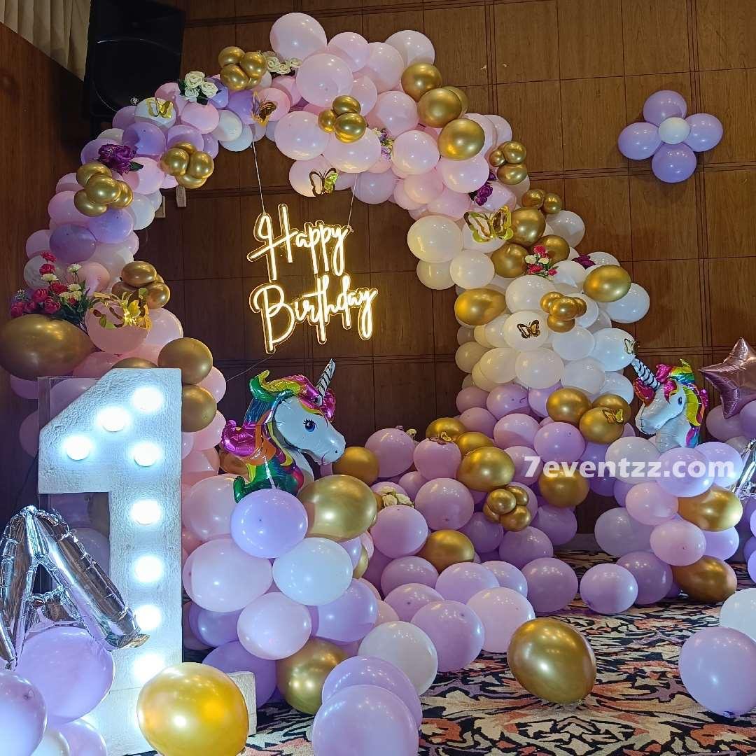 Royal Birthday Neon Glow Balloon Ring / Hoop (Design #14) - Birthday Decorations in Gurugram