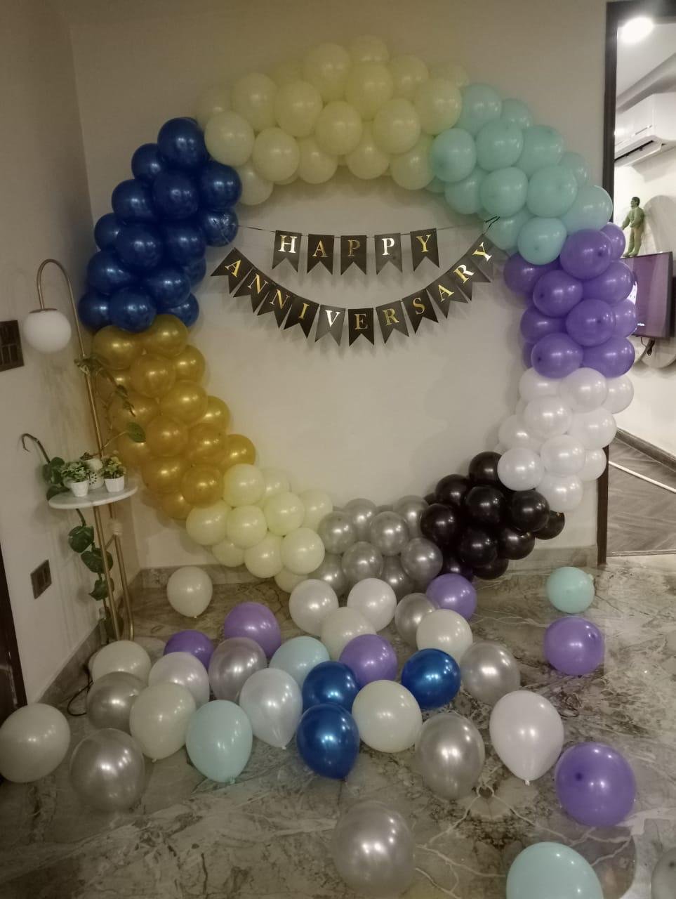Royal Birthday Neon Glow Balloon Garland (Design #19) - Birthday Decorations in Gurugram