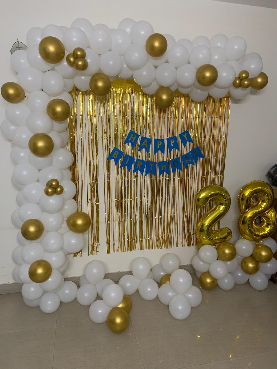 Royal Birthday Rose Gold Balloon Garland (Design #47) - Birthday Decorations in Gurugram