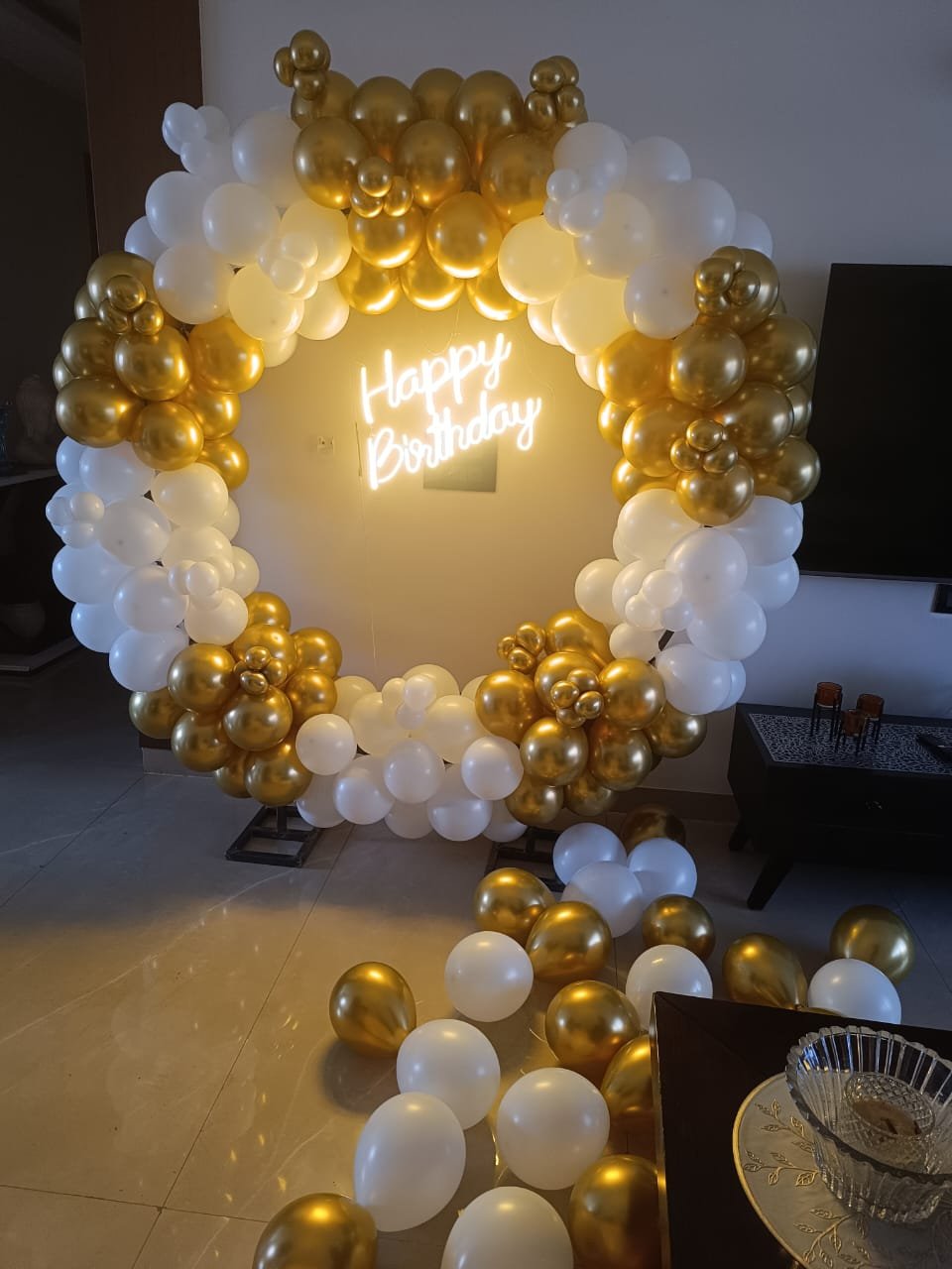 Royal Birthday Rose Gold Balloon Backdrop (Design #57) - Birthday Decorations in Gurugram