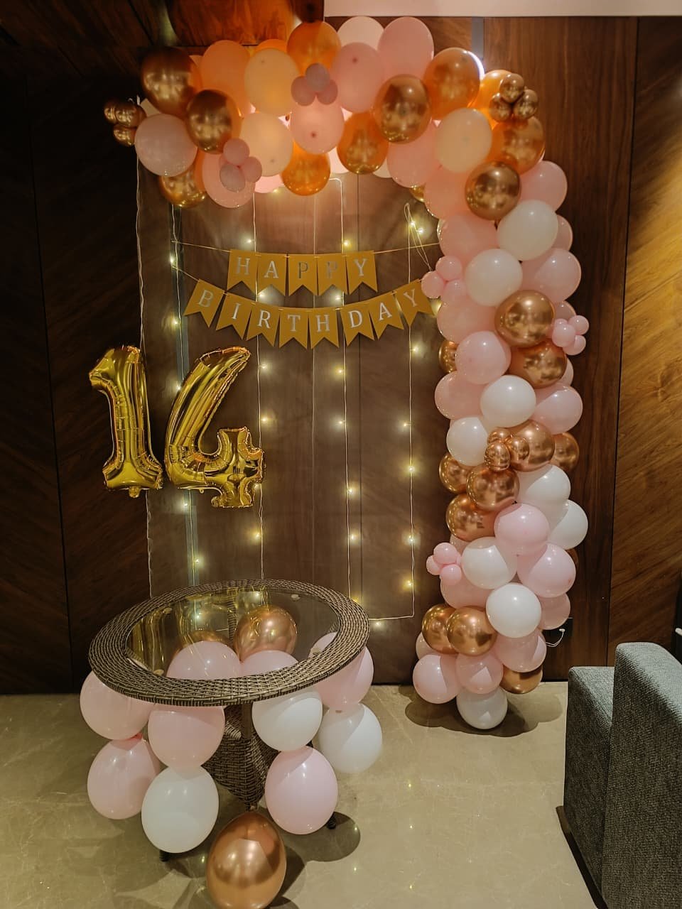 Royal Birthday Rose Gold Room Decoration (Design #72) - Birthday Decorations in Gurugram