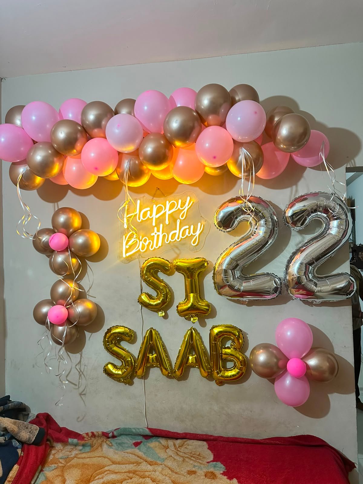 Royal Birthday Rose Gold Balloon Backdrop (Design #77) - Birthday Decorations in Gurugram
