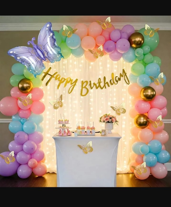 Royal Birthday Chrome Balloon Garland (Design #83) - Birthday Decorations in Gurugram