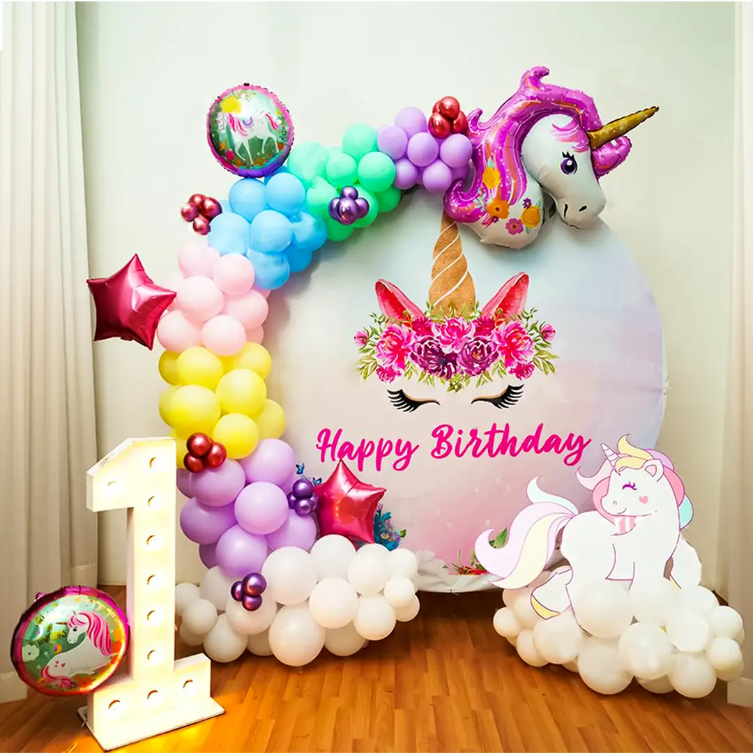 Kids Fun Birthday Cartoon Theme Balloon Wall (Design #76) - Birthday Decorations in Gurugram