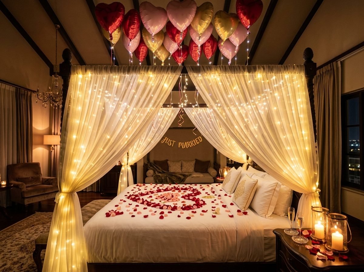 First Night Luxury Bed Canopy Decoration Gurgaon Delhi