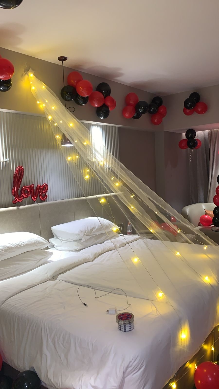 Intimate Romantic Room Candlelit Elegance Ceiling Balloons (Design #12) - Love & Romantic in Gurugram