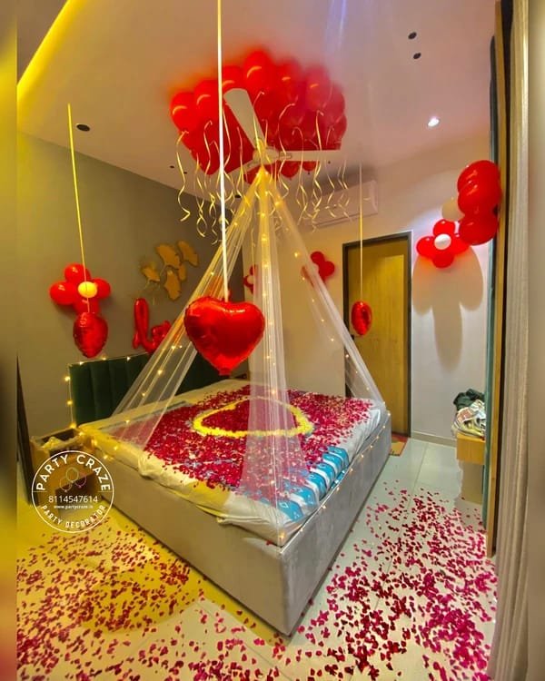 Intimate Romantic Room Romantic Red Room Decoration (Design #17) - Love & Romantic in Gurugram