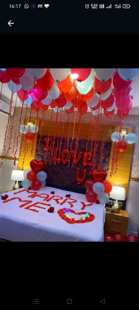 Intimate Romantic Room Candlelit Elegance Ceiling Balloons (Design #20) - Love & Romantic in Gurugram