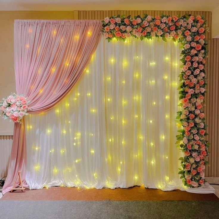 Elegant Roka & Engagement Botanical Floral Stage Backdrop (Design #03) thumbnail 2