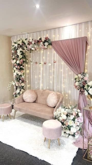 Elegant Roka & Engagement White & Gold Royal Floral Arch (Design #06) thumbnail 2