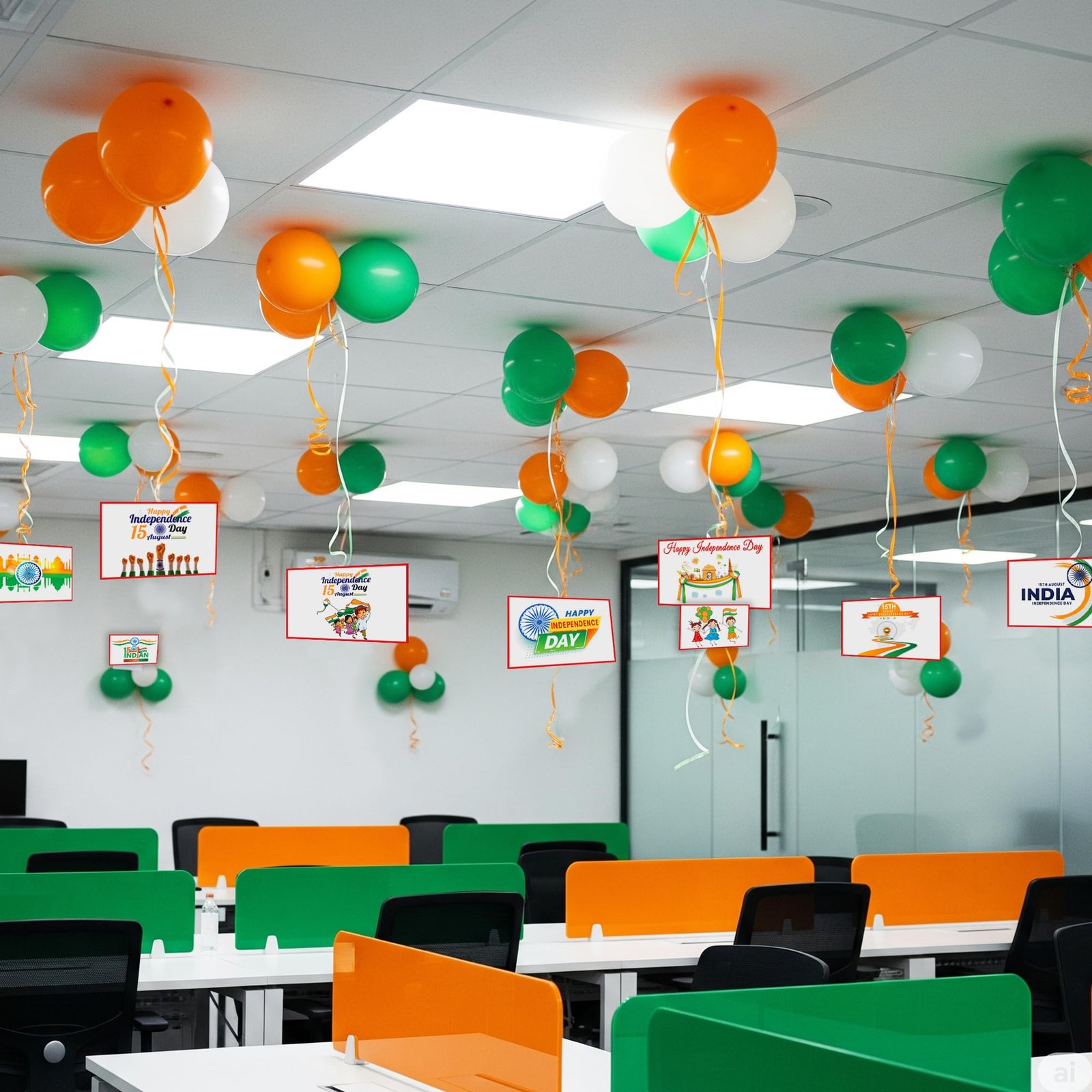 Patriotic Tri-Color Chrome Finish Pillar Columns (Design #06) - Festivals in Gurugram