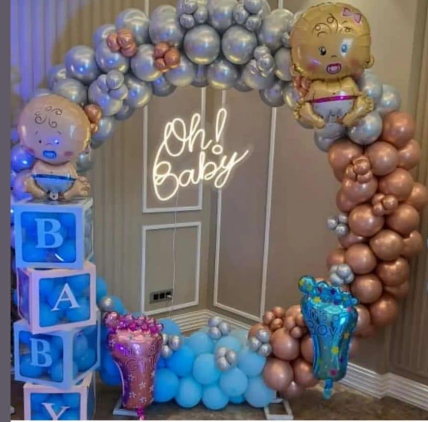 Welcome Baby Joy Gender Neutral Yellow/Green Balloon Ring / Hoop (Design #11) - Baby & Family in Gurugram