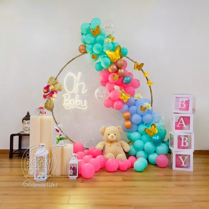 Welcome Baby Joy Gender Neutral Yellow/Green Balloon Ring / Hoop (Design #23) - Baby & Family in Gurugram