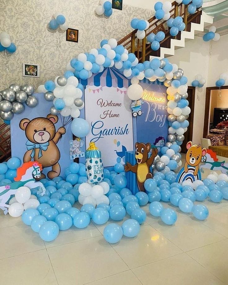 Welcome Baby Joy Pastel Blue Balloon Arch (Design #25) - Baby & Family in Gurugram