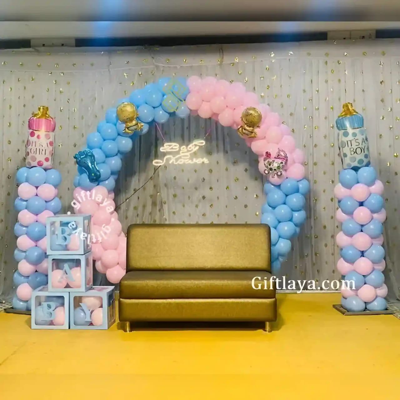 Welcome Baby Joy Pastel Blue Balloon Arch (Design #29) - Baby & Family in Gurugram