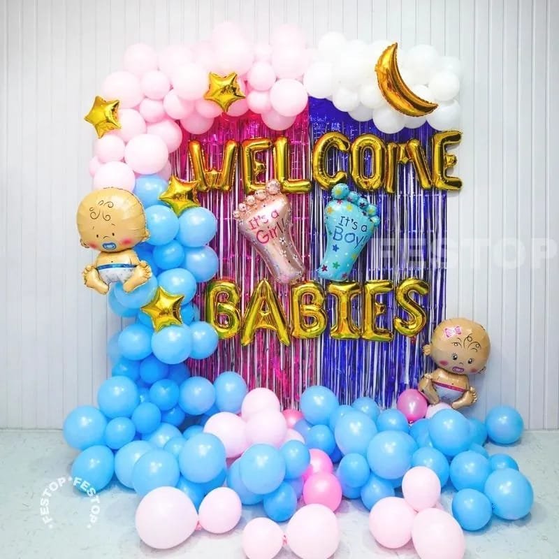 Welcome Baby Joy Gender Neutral Yellow/Green Balloon Ring / Hoop (Design #31) - Baby & Family in Gurugram