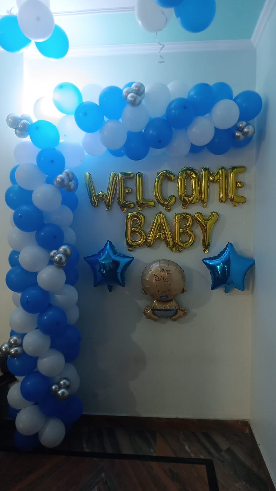 Welcome Baby Joy Pastel Blue Balloon Arch (Design #37) - Baby & Family in Gurugram