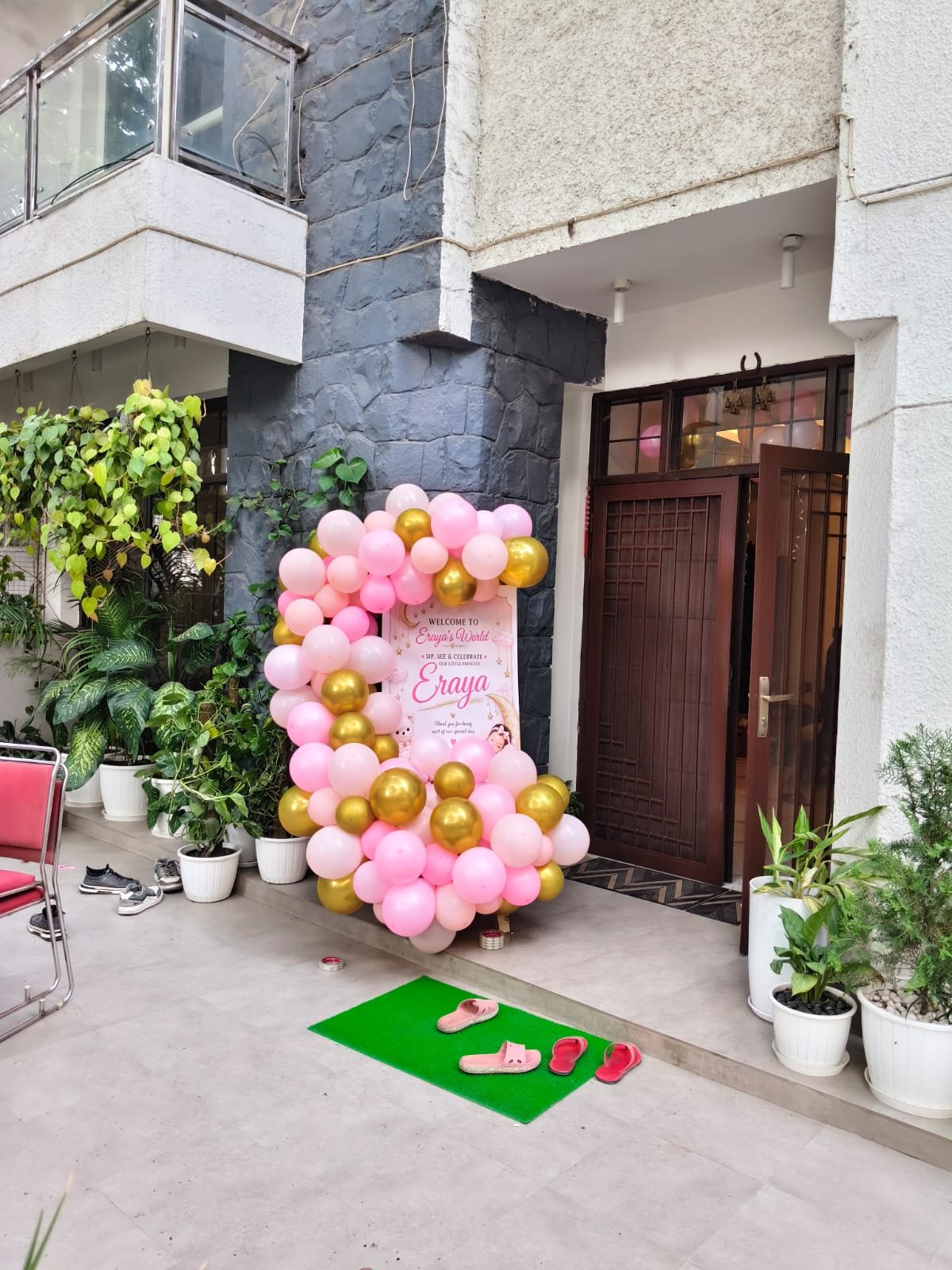 Welcome Baby Joy Gender Neutral Yellow/Green Balloon Ring / Hoop (Design #39) - Baby & Family in Gurugram