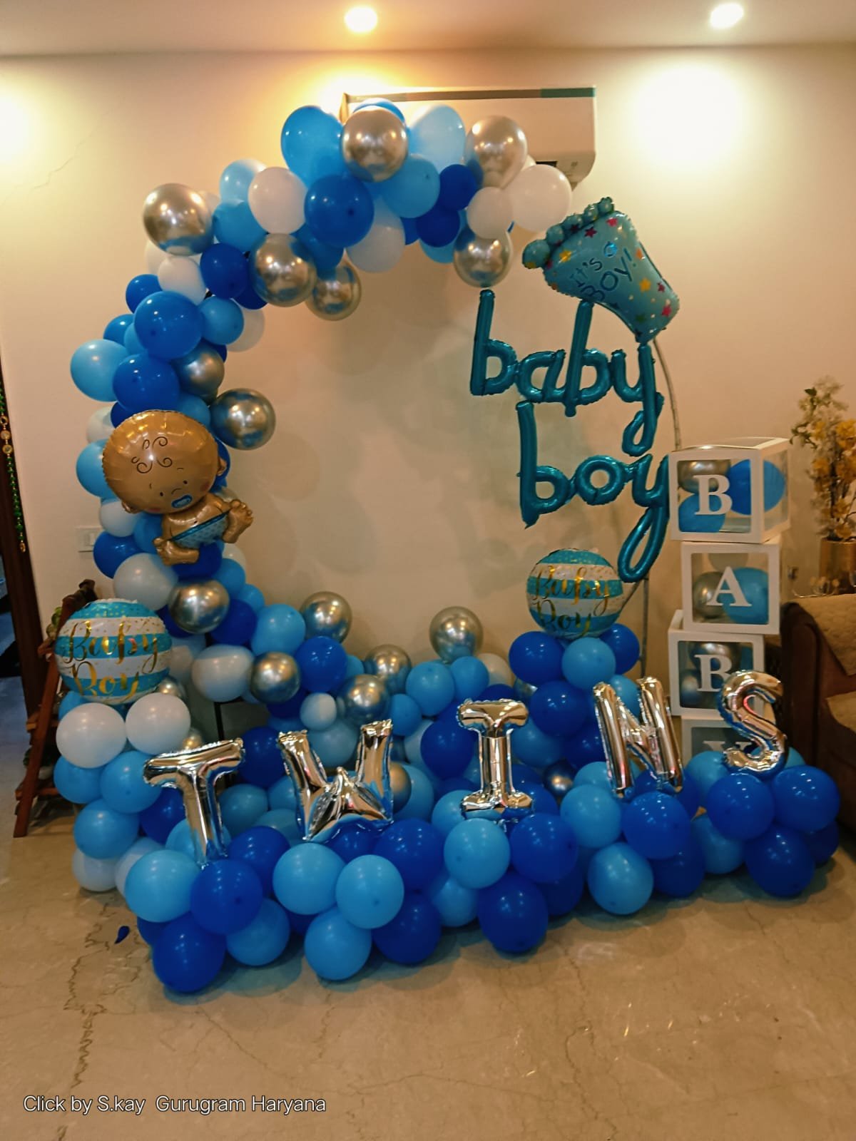 Welcome Baby Joy Gender Neutral Yellow/Green Balloon Ring / Hoop (Design #43) - Baby & Family in Gurugram