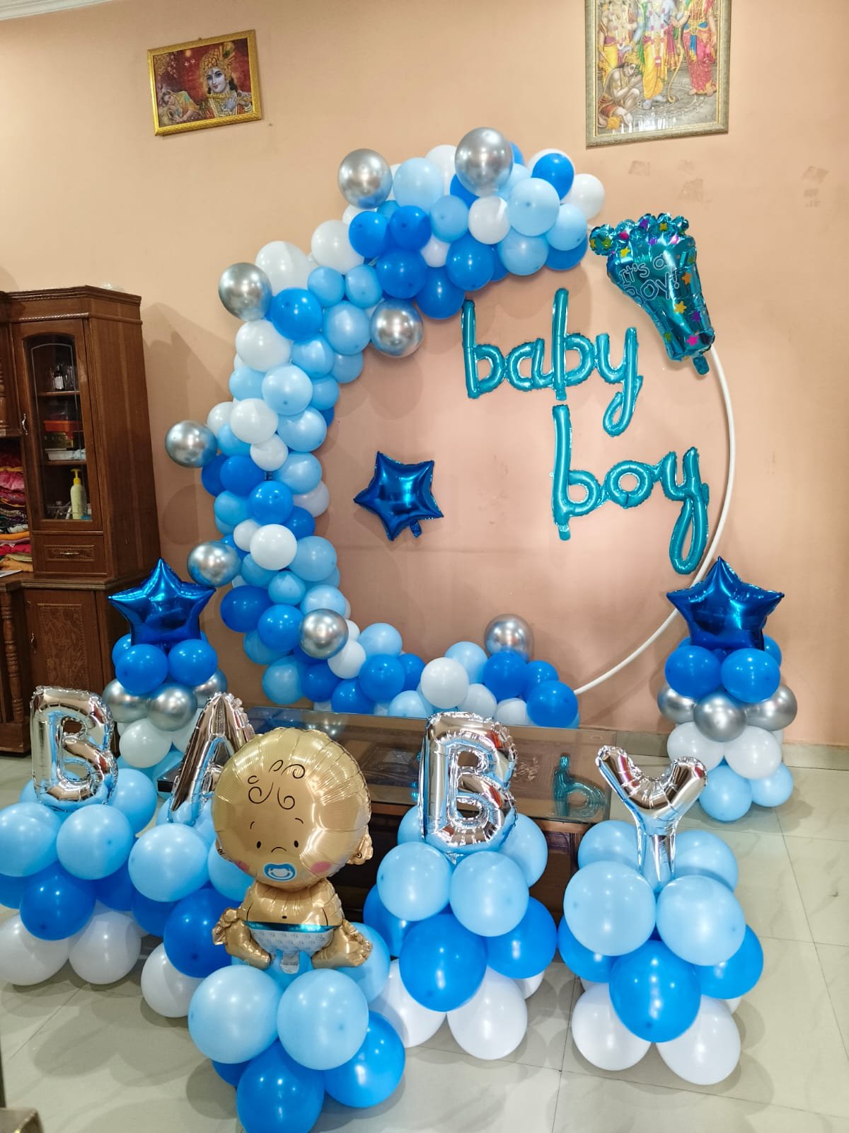 Welcome Baby Joy Gender Neutral Yellow/Green Balloon Ring / Hoop (Design #51) - Baby & Family in Gurugram
