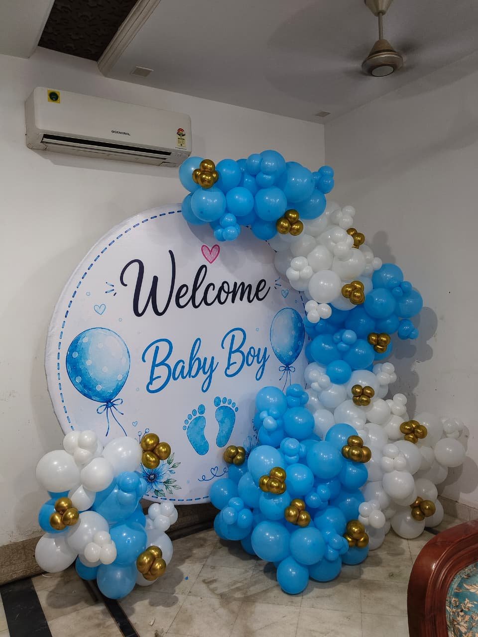 Welcome Baby Joy Pastel Blue Balloon Arch (Design #57) - Baby & Family in Gurugram