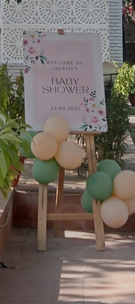 Custom Acrylic & Floral Welcome Board Vintage Wooden Easel Stand Decor (Design #02) - Home & Special Celebrations in Gurugram